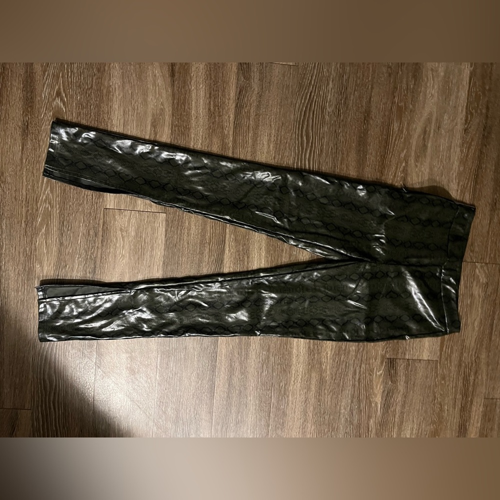 Dark green faux leather pants